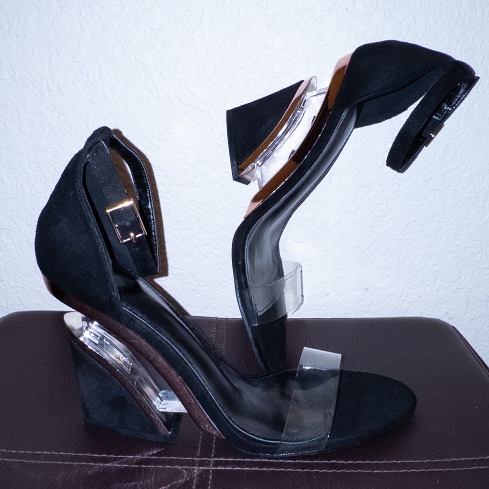 FashionNova Nadia Black Wedge Heels